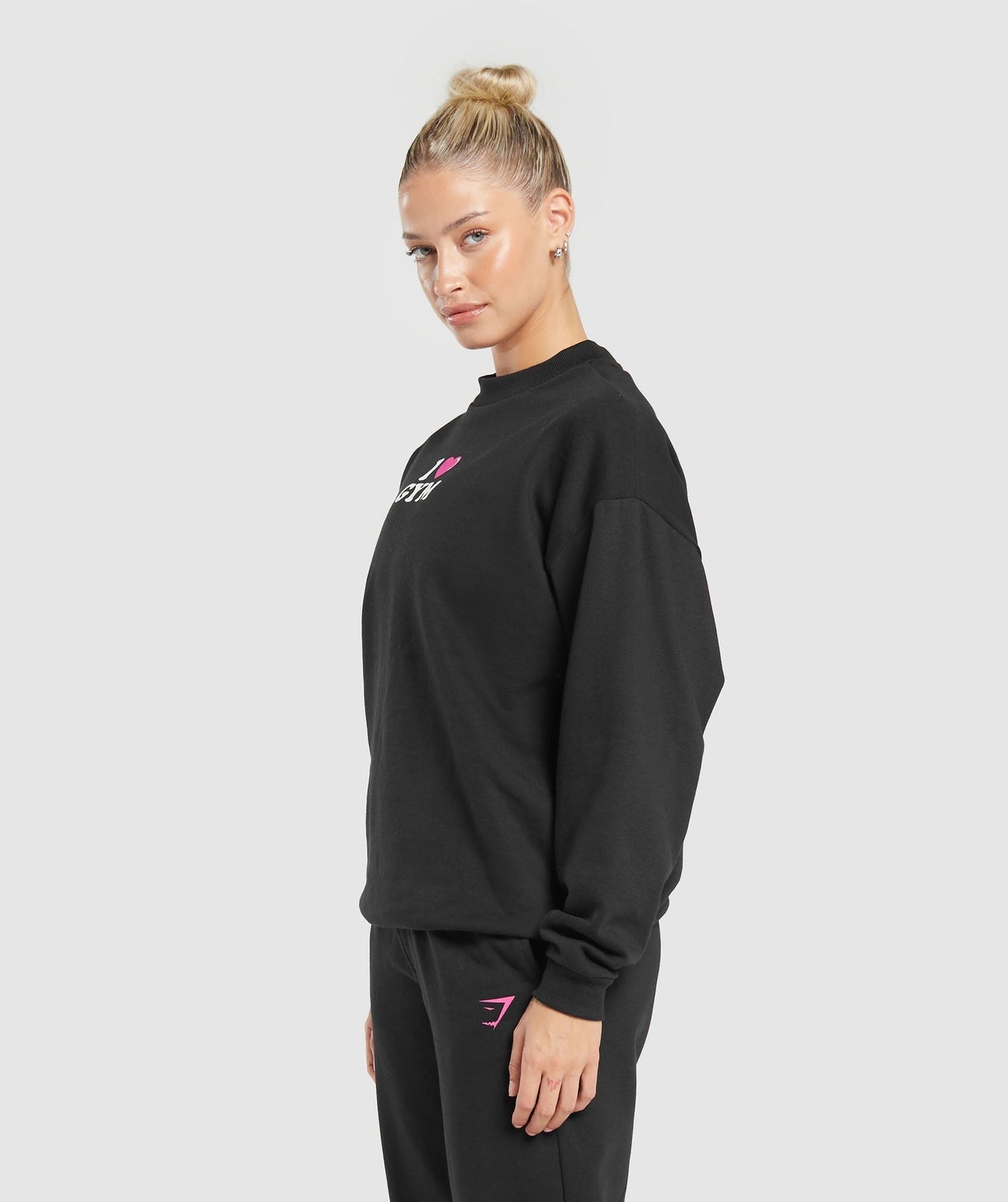 Gymshark I Heart Gym Oversized Sweatshirt - Black