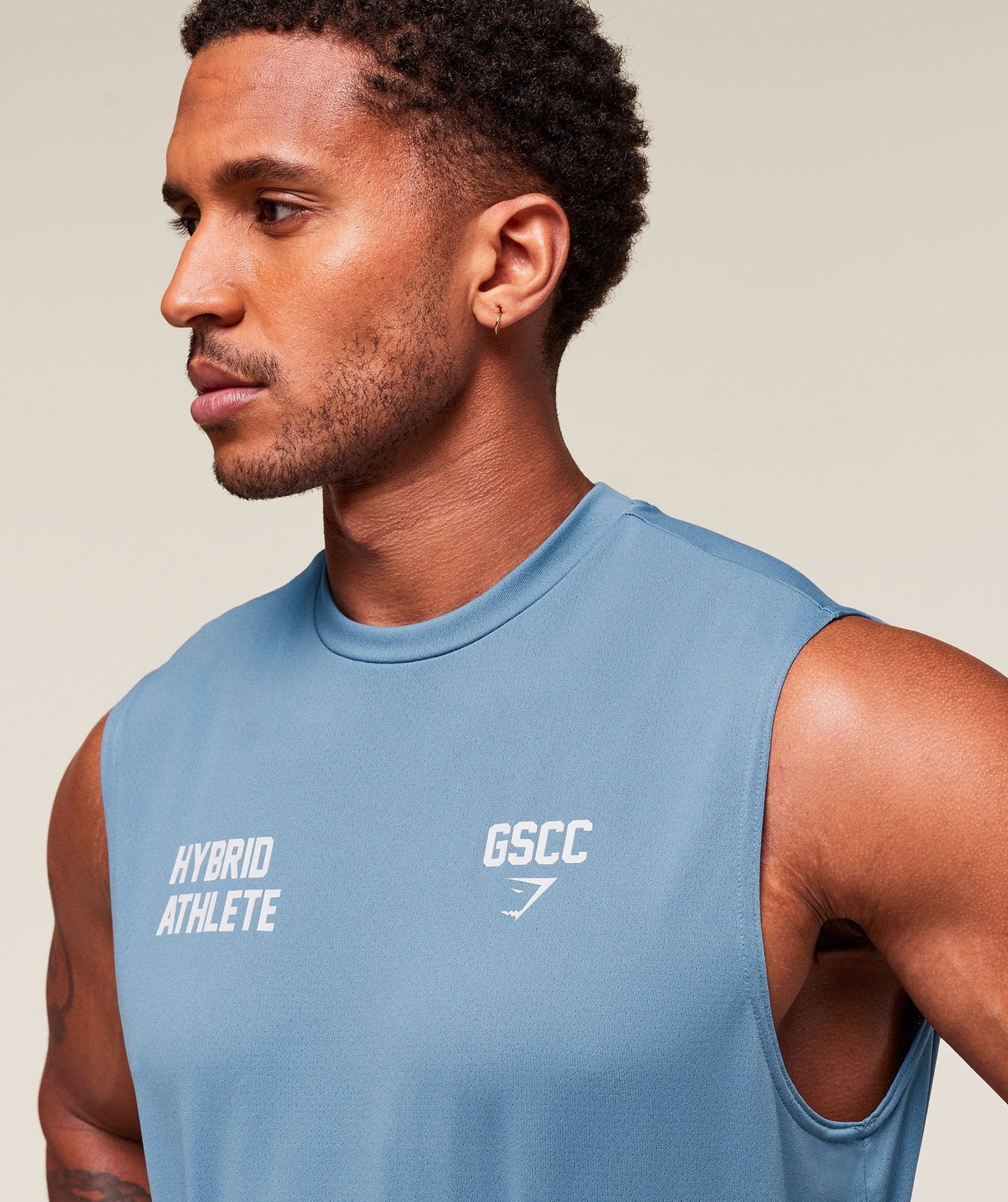 Gymshark Hybrid Athlete Cut Off Tank - Classic Blue