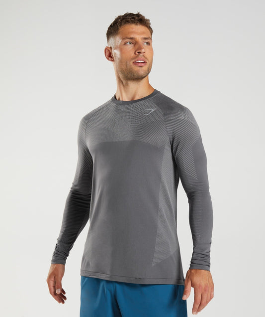 Gymshark Apex Seamless Long Sleeve T-Shirt - Silhouette Grey/Smokey Grey