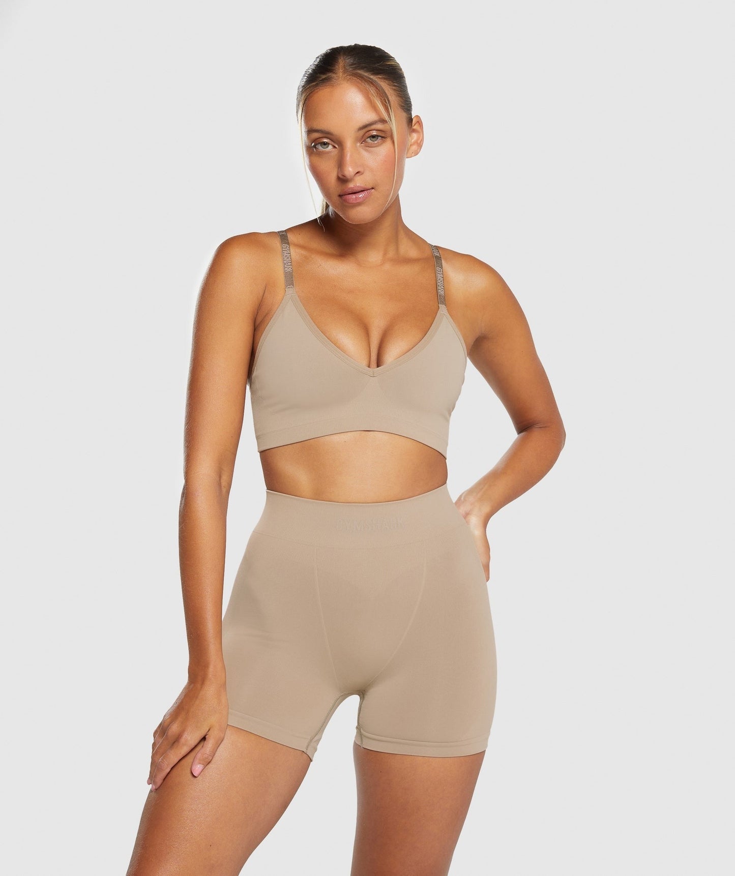 Gymshark Seamless V Neck Bralette - Cement Brown