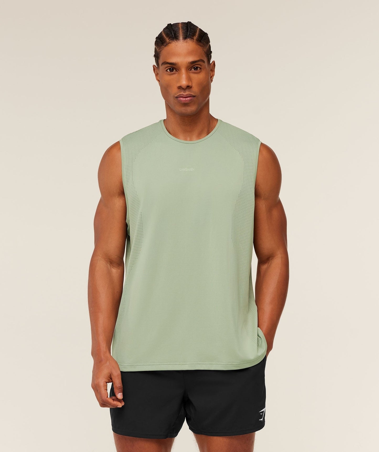 Gymshark Distance Seamless Tank - Haze Green / Haze Green