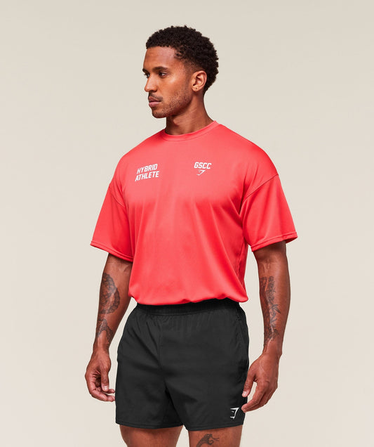 Gymshark Hybrid Athlete T-Shirt - Coral Red