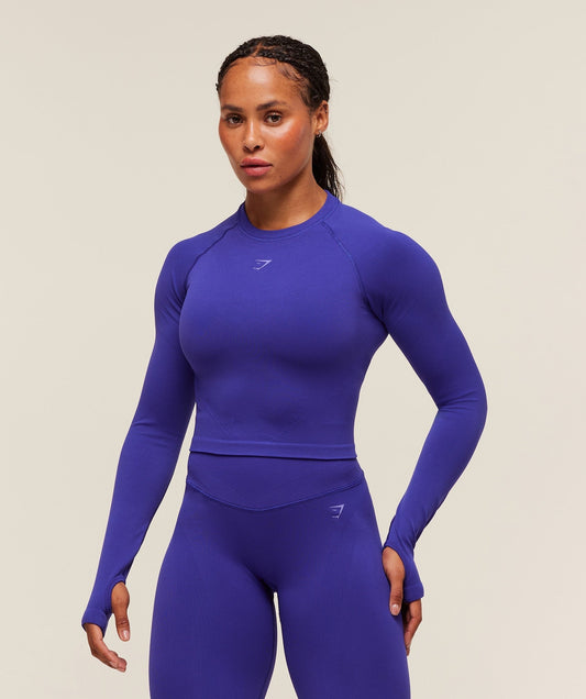 Gymshark Activate Long Sleeve Crop Top - Cobalt Purple