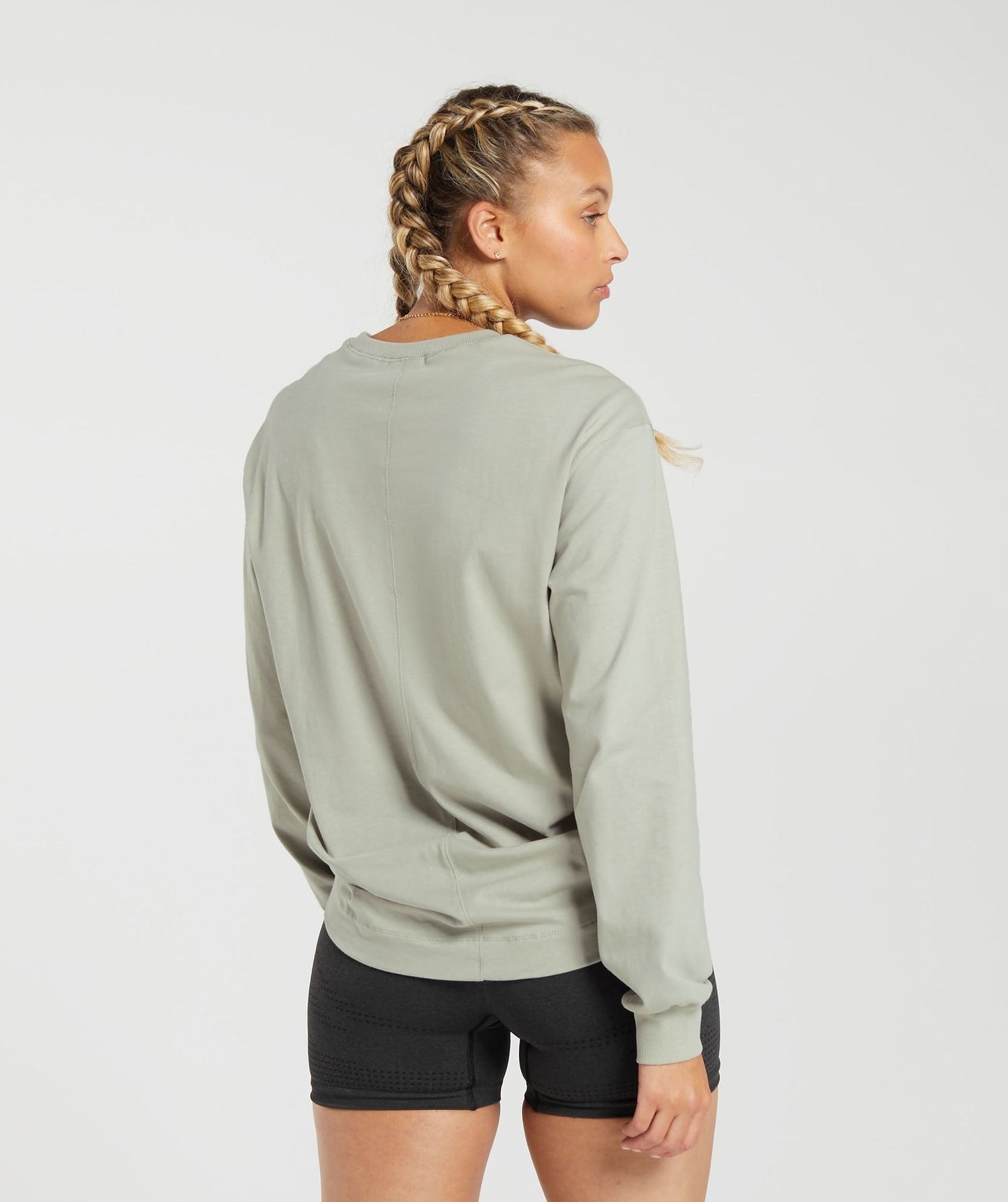 Gymshark Cotton Oversized Long Sleeve Top - Stone Grey