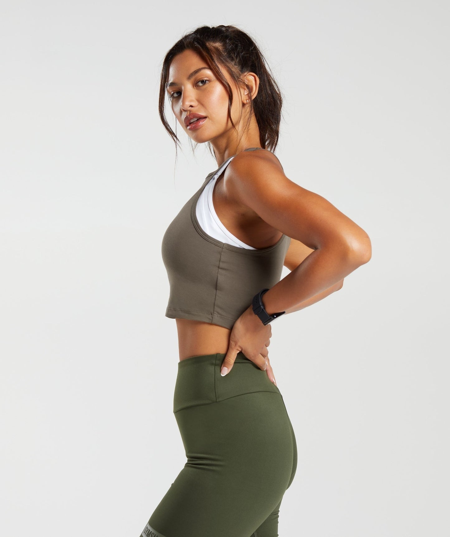 Gymshark Block Crop Tank - Camo Brown