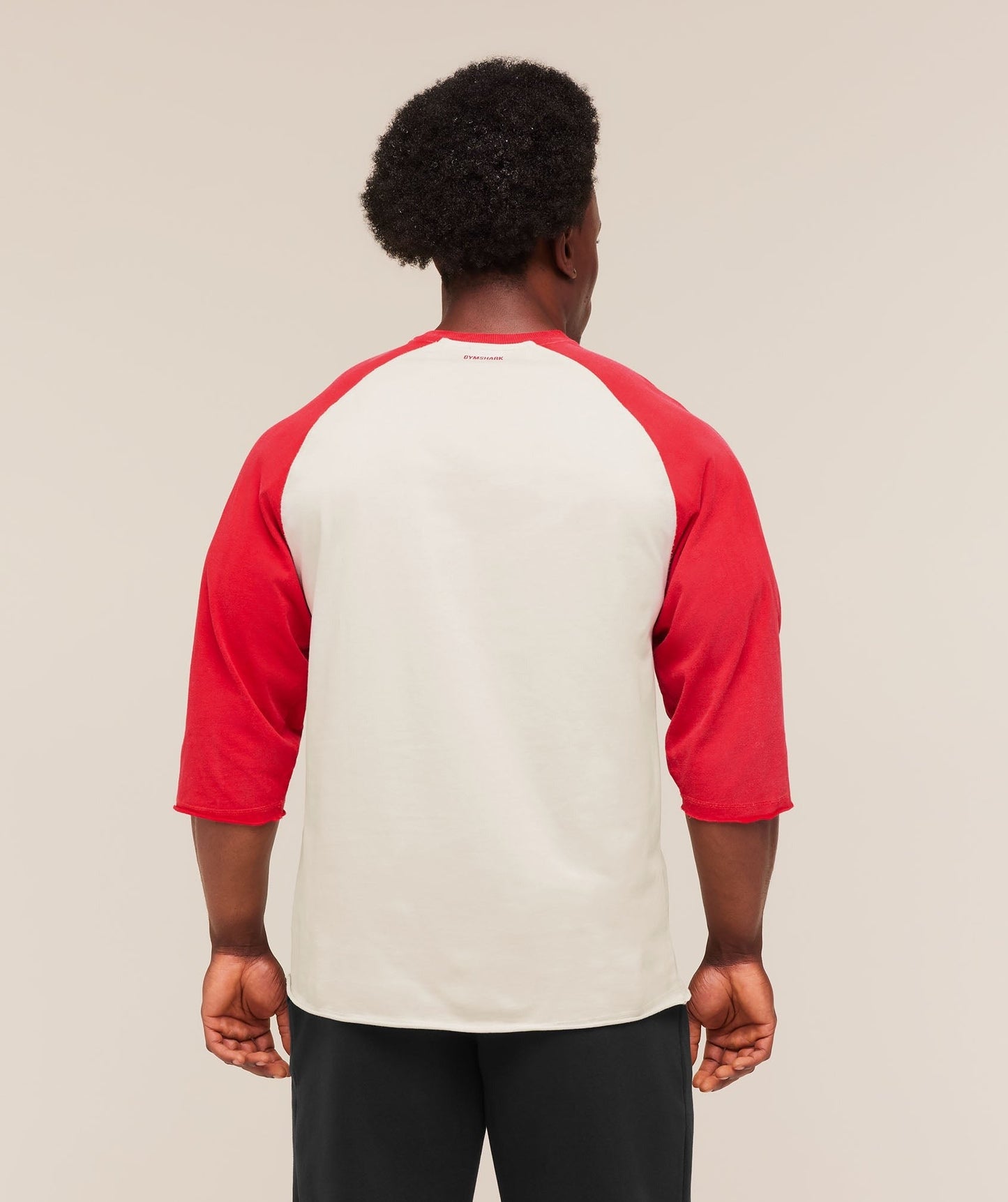 Gymshark Retro Collegiate 3/4 Sleeve T-Shirt - Tinted White/Athletic Red