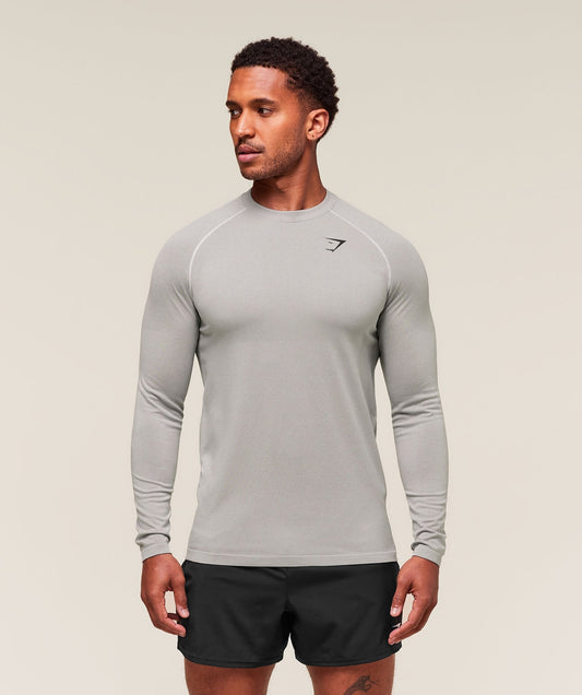 Gymshark Vital Long Sleeve T-Shirt - Light Grey/Smokey Grey