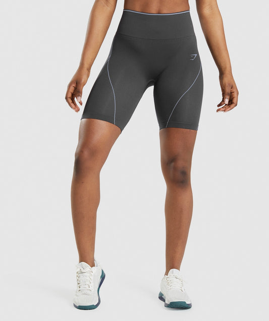 Gymshark Apex Seamless High Rise Shorts - Onyx Grey/Lavender Blue