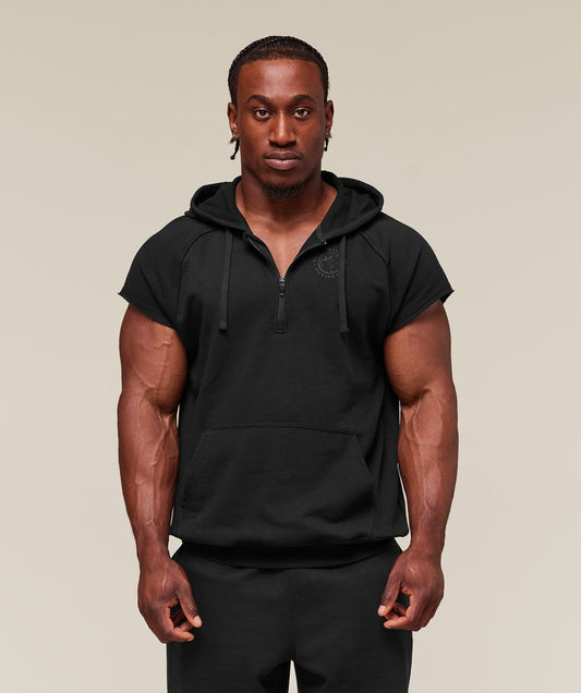 Gymshark Legacy 1/4 Zip Cap Sleeve Hoodie - Black