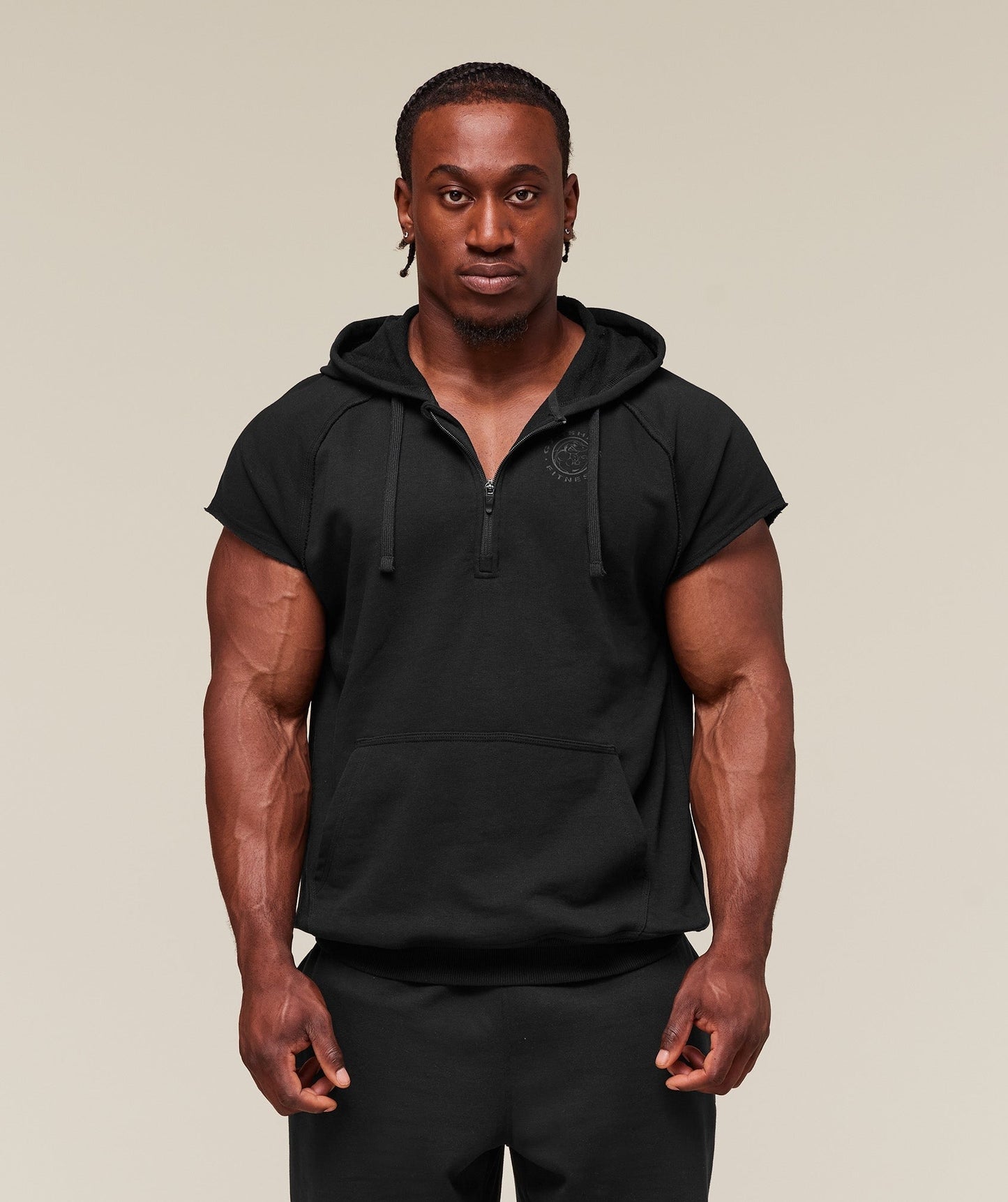 Gymshark Legacy 1/4 Zip Cap Sleeve Hoodie - Black