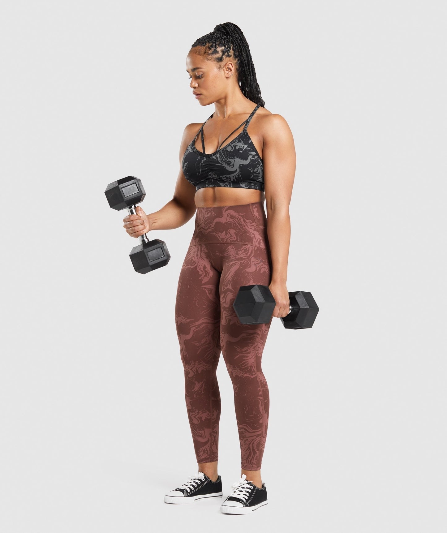 Gymshark Waist Support Leggings - Cherry Brown Print