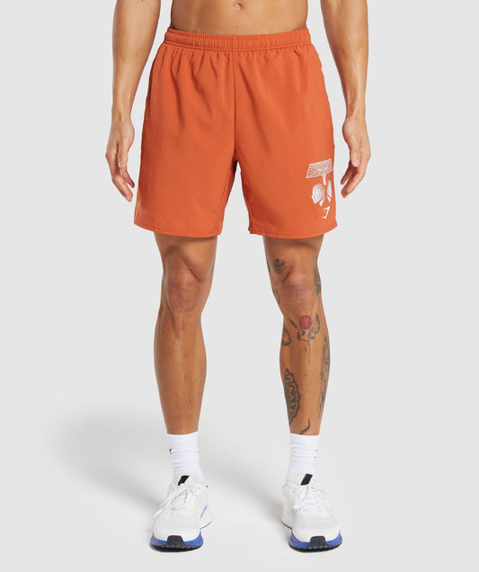 Gymshark Hybrid Wellness 7" Shorts - Rust Orange