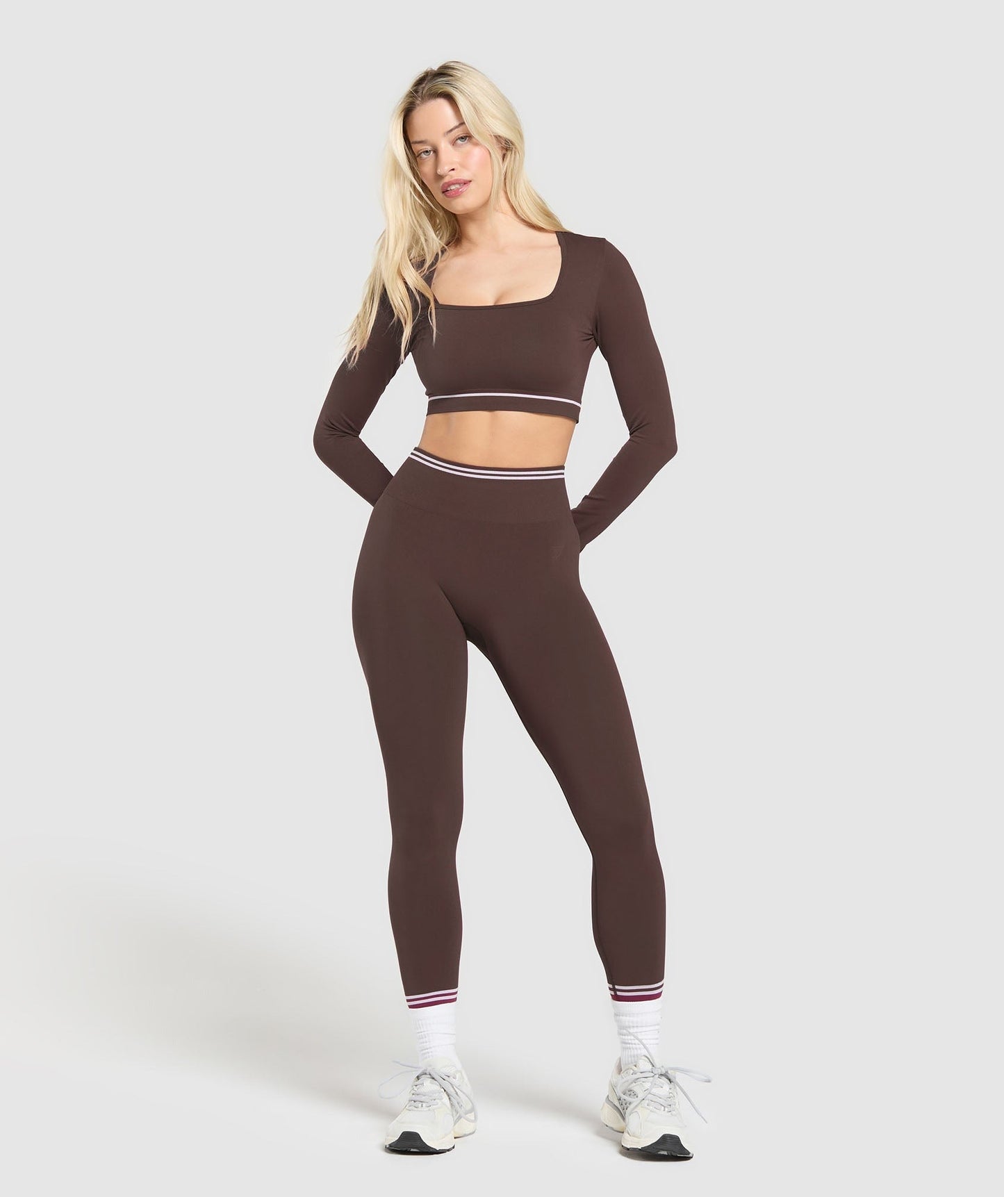 Gymshark Contrast Seamless Crop Top - Heritage Brown