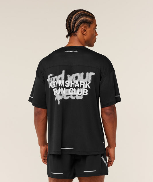 Gymshark Running Graphic T-Shirt - GS Black