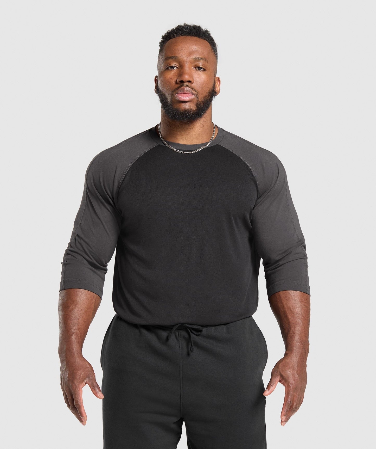 Gymshark 1/3 LS Graphic T-Shirt - Black/Asphalt Grey