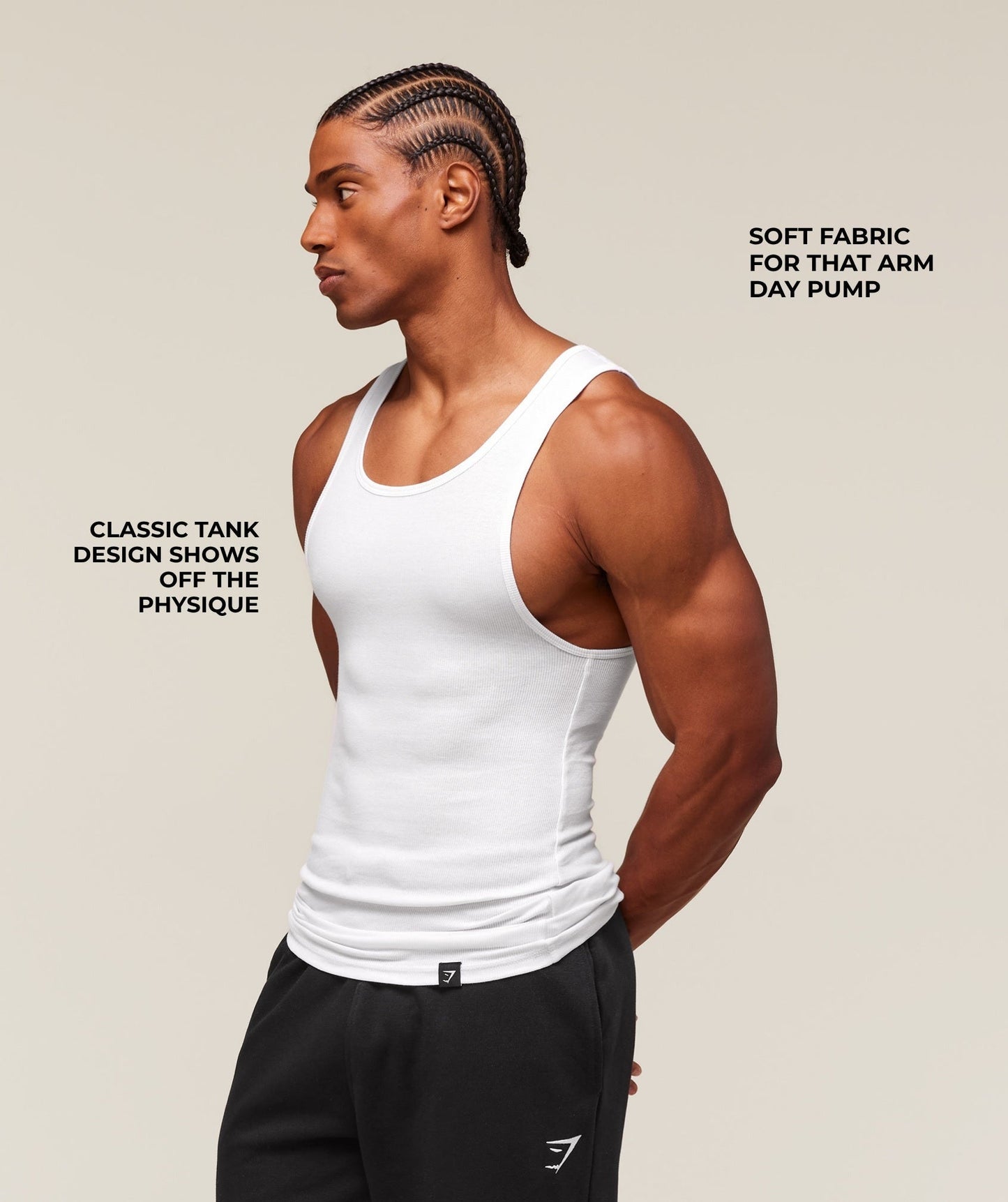 Gymshark Ribbed Tank 1PK - White