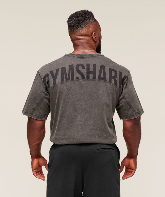 Gymshark Power Washed T-Shirt - Grey/Acid Wash Small Ball