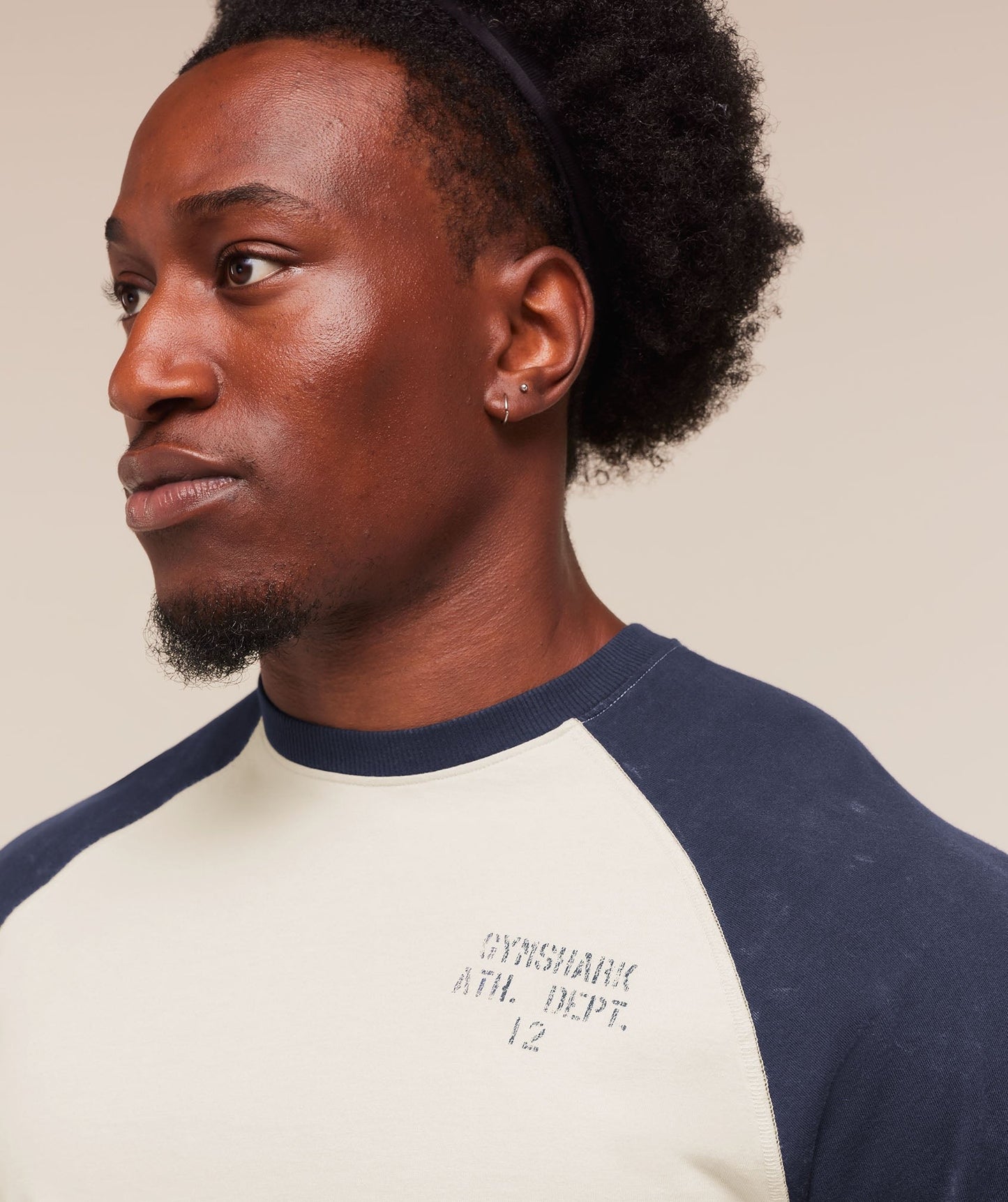 Gymshark Retro Collegiate 3/4 Sleeve T-Shirt - Tinted White/Heavy Blue