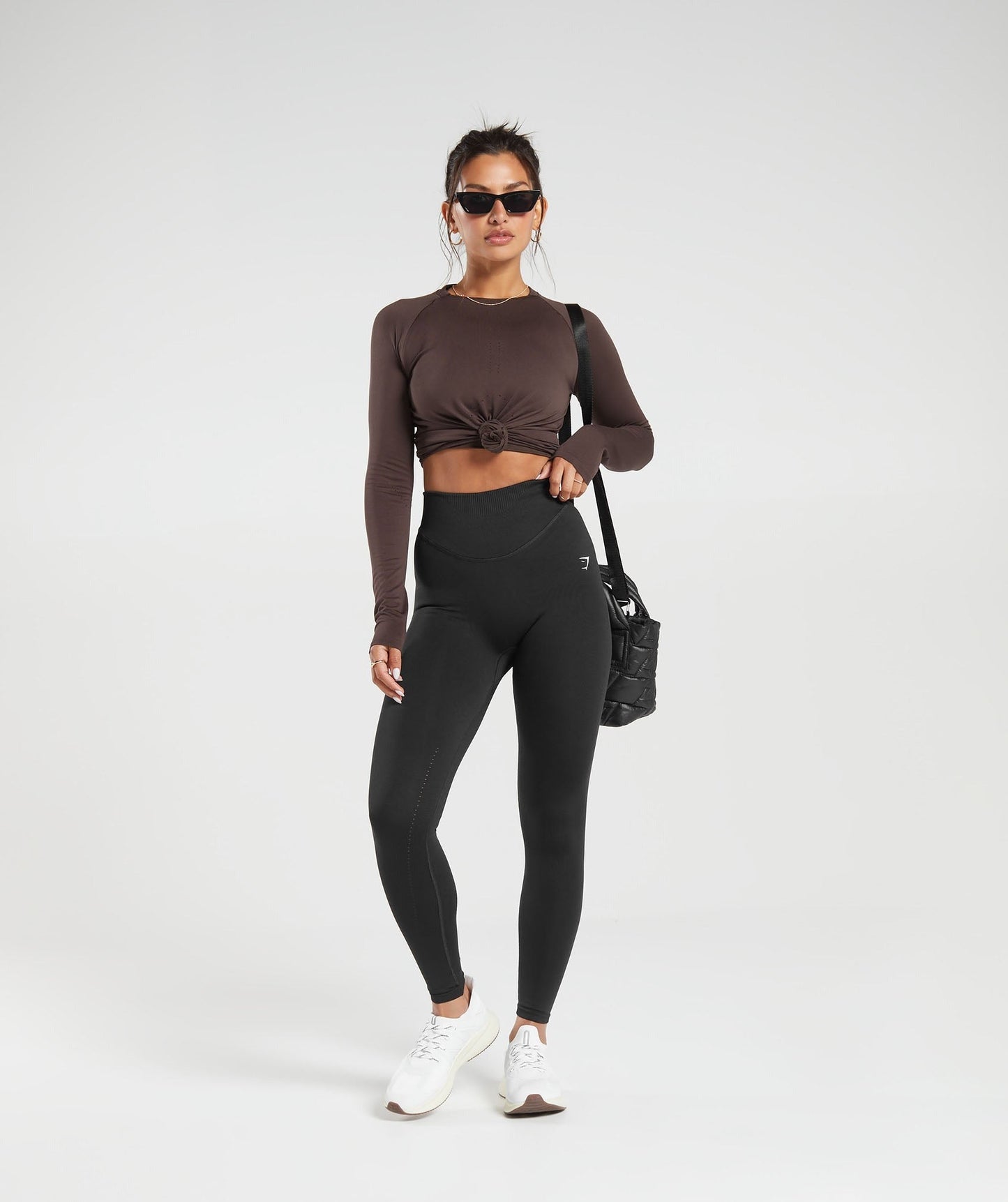 Gymshark Sweat Seamless Long Sleeve Top - Shadow Brown