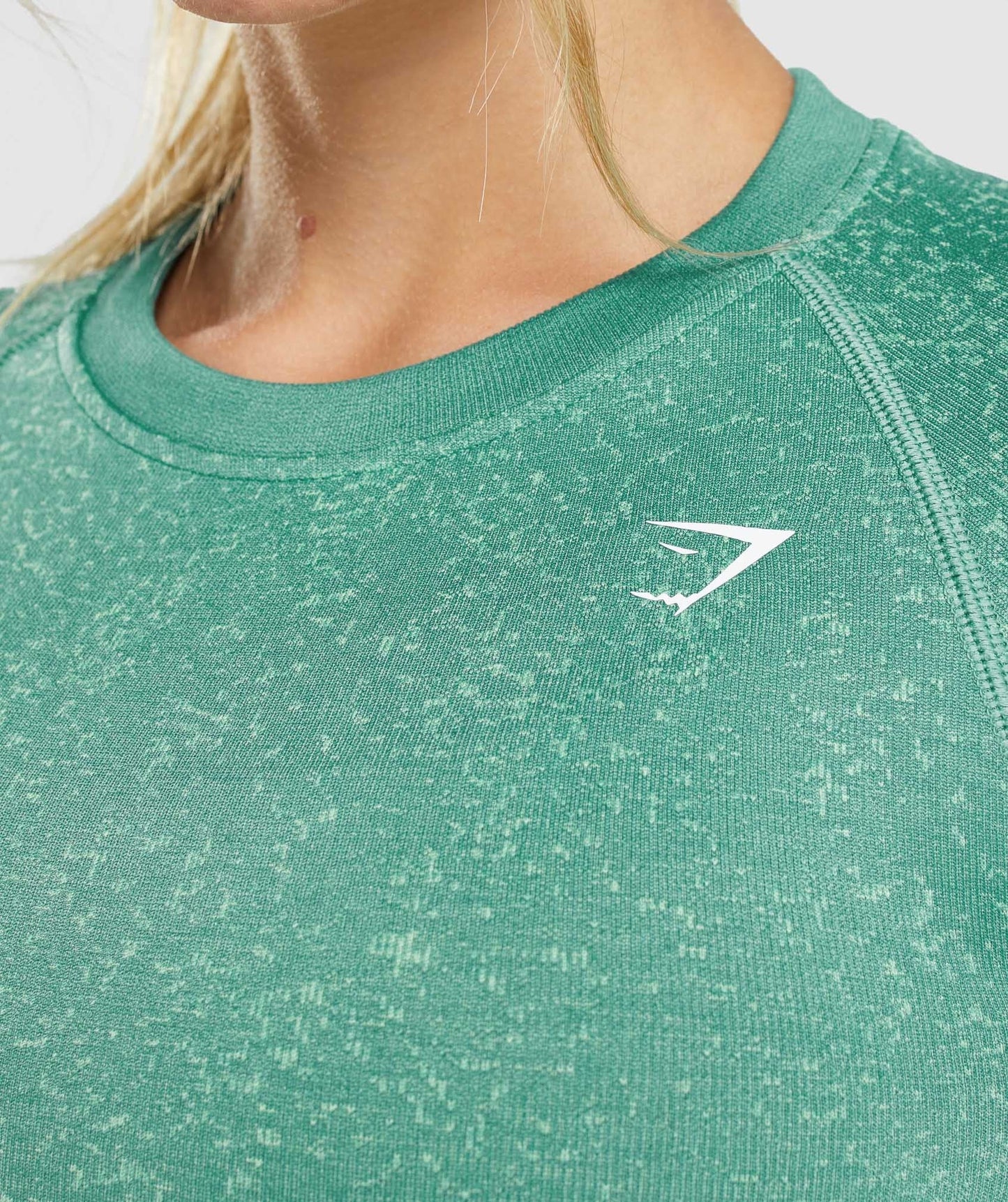 Gymshark Adapt Fleck Seamless Long Sleeve Crop Top - Mineral | Alpine Green