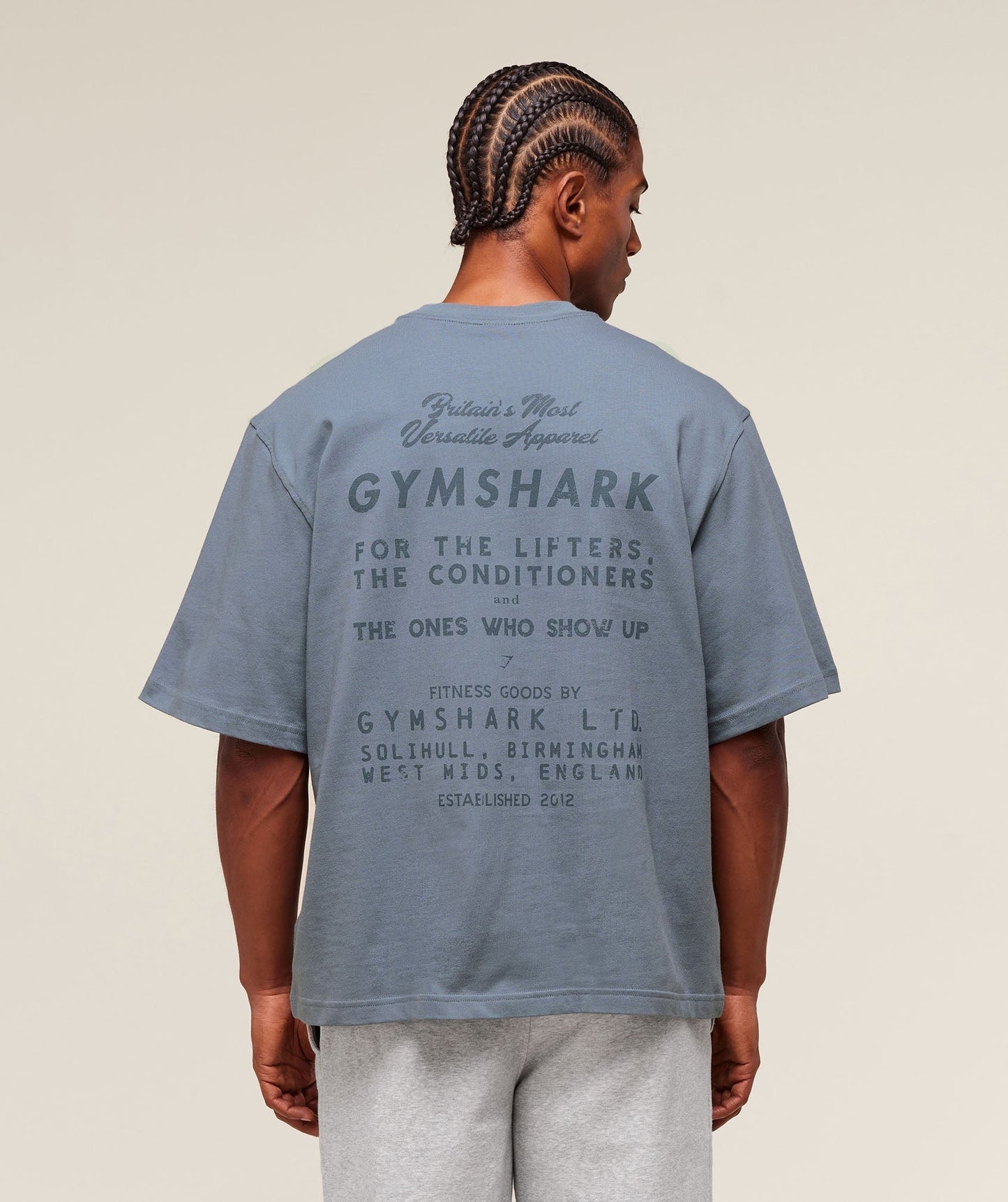 Gymshark For The Lifters Boxy T-Shirt - Iron Blue