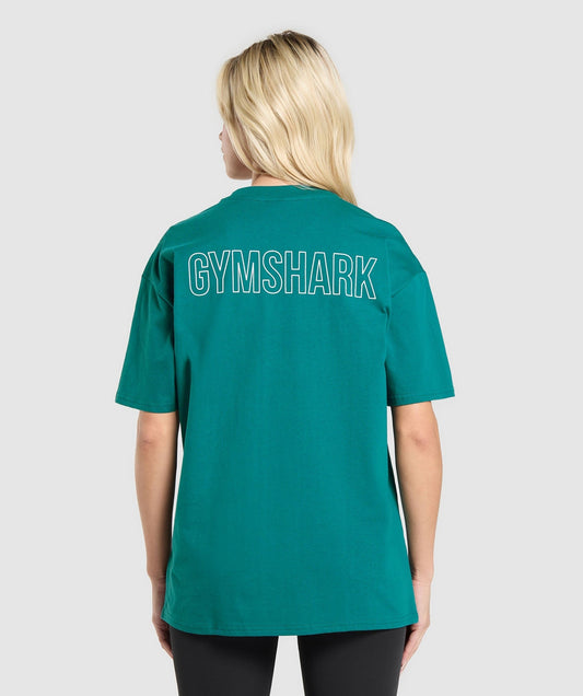 Gymshark Trace Graphic Oversized T-Shirt - Functional Teal