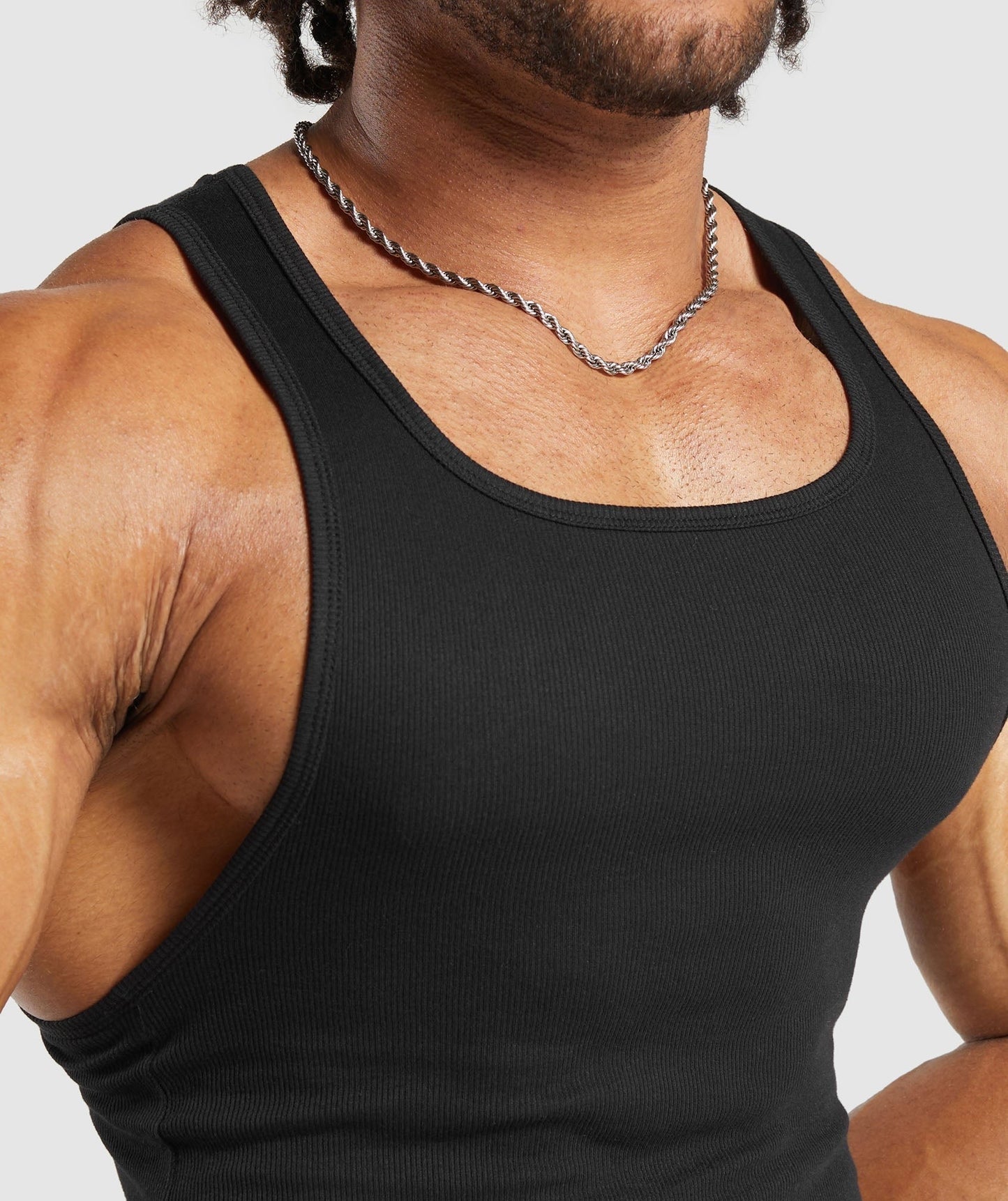 Gymshark Ribbed Tank 3PK - Black/White/Iron Blue