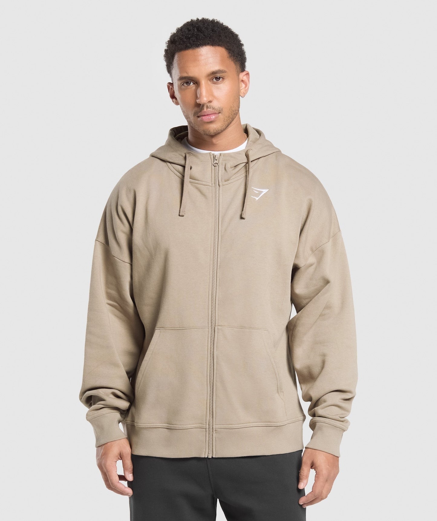 Gymshark Crest Oversized Zip Up Hoodie - Lifestyle Brown