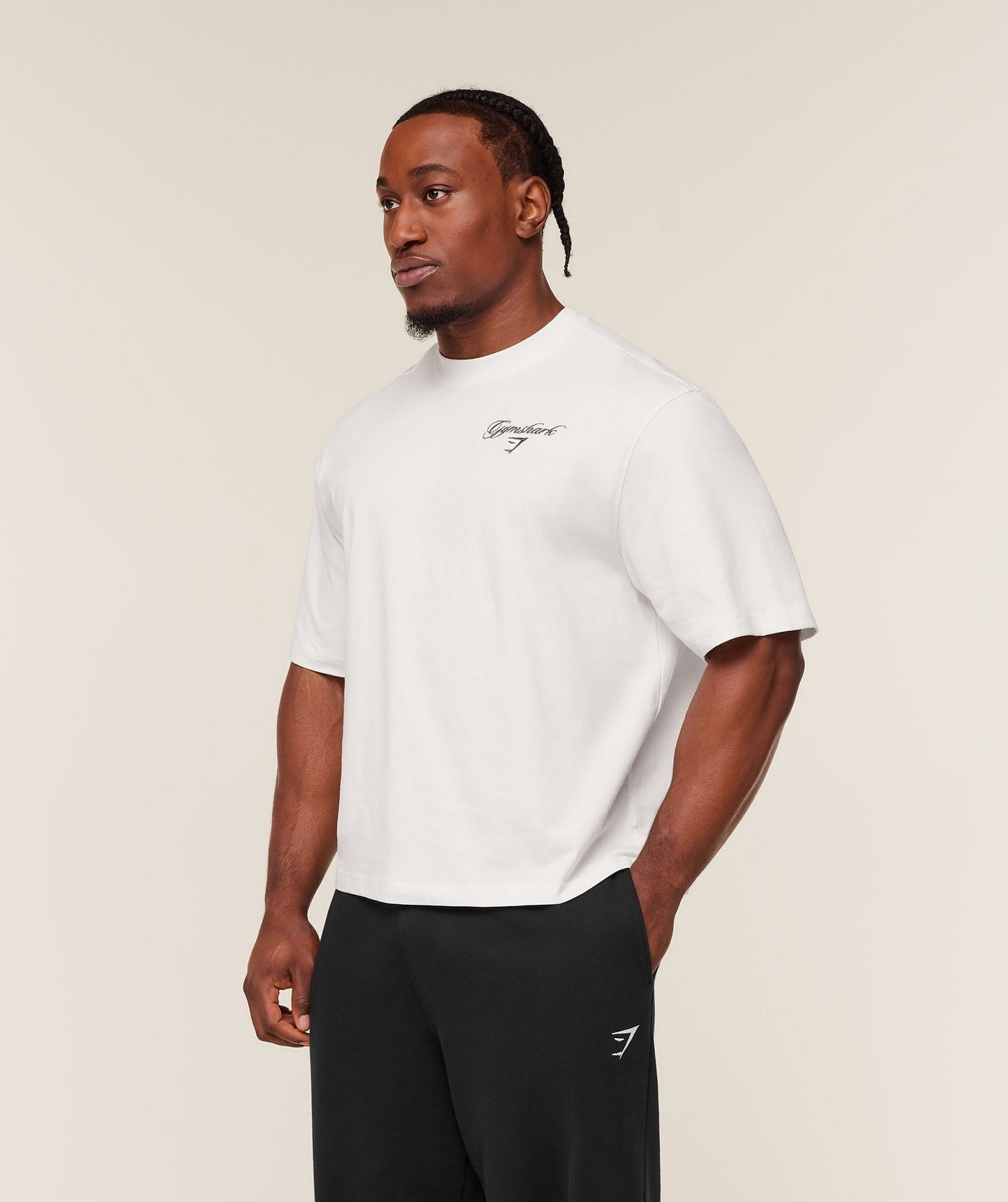 Gymshark Eagle Script Graphic T-Shirt - GS Soft White