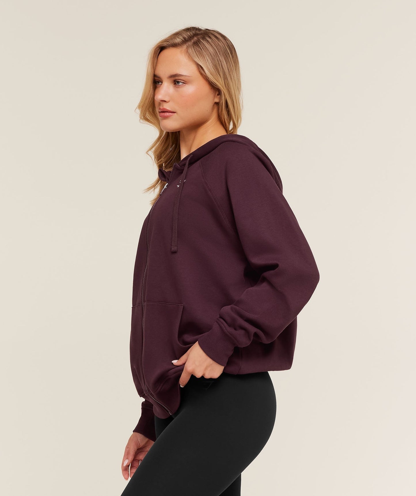Gymshark Training Fleece Oversized Zip Hoodie - GS Cherry Purple