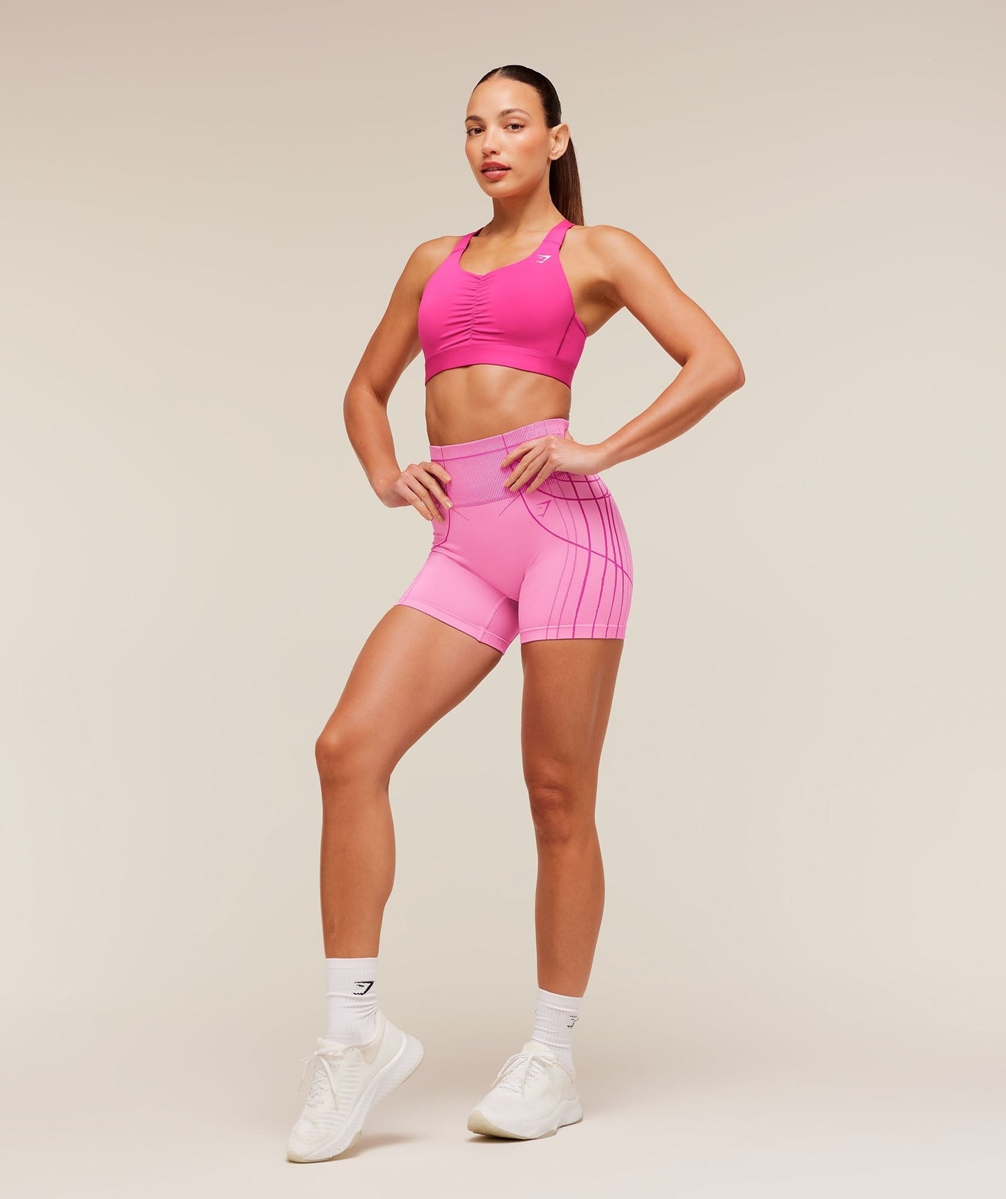 Gymshark High Support Ruched Sports Bra - Super-Set Pink