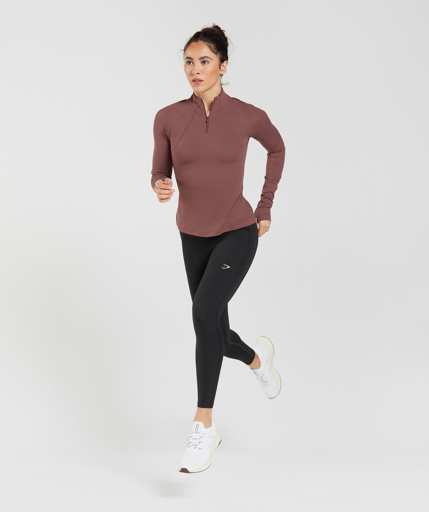 Gymshark Running 1/4 Zip - Magenta Brown
