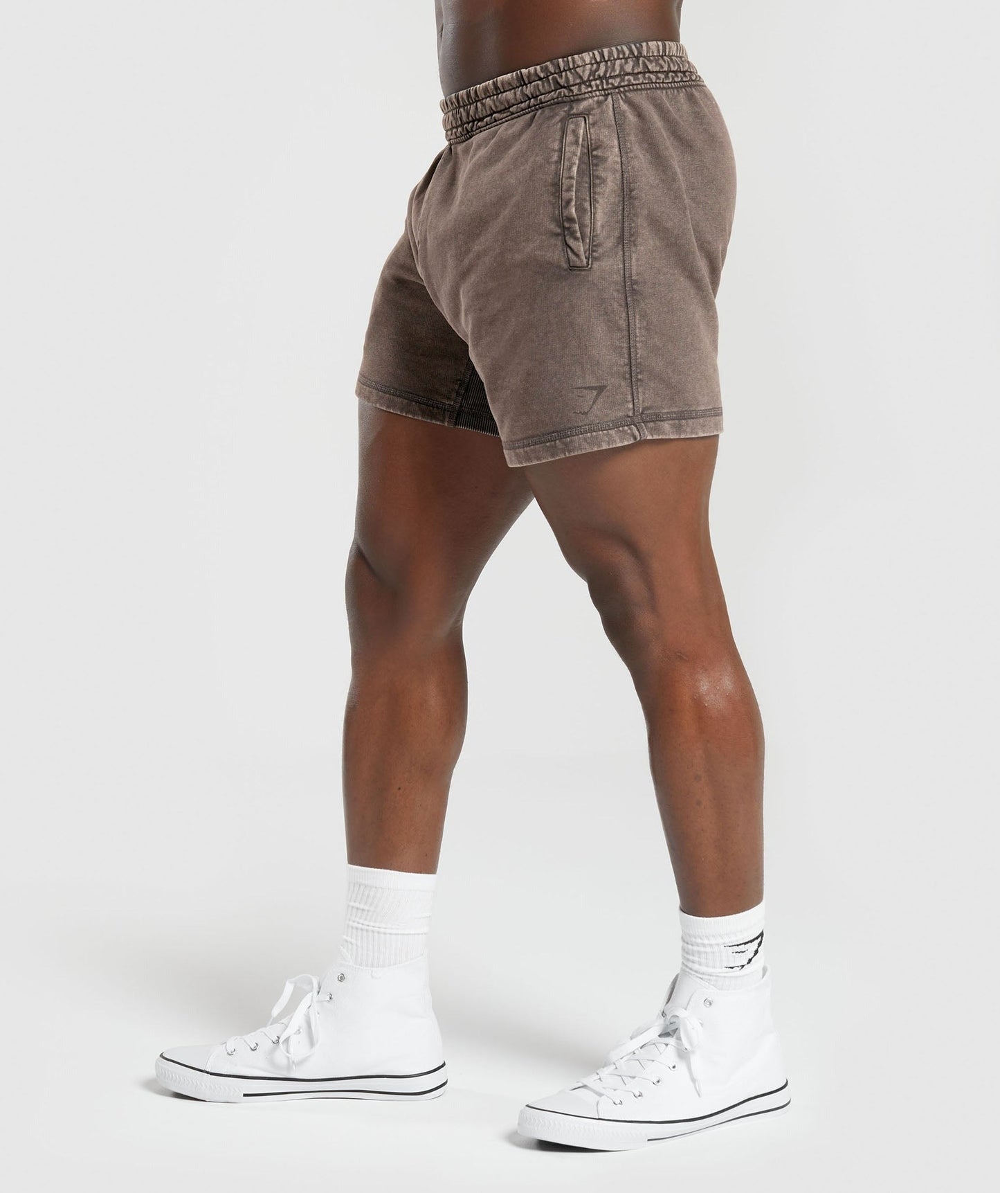 Gymshark Heritage 5" Shorts - Penny Brown/Acid Wash Small Ball