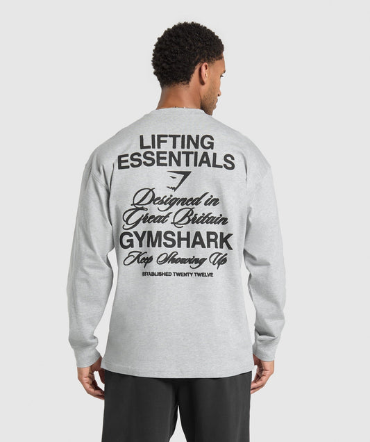 Gymshark EST 2012 Long Sleeve T-Shirt - Light Grey Core Marl