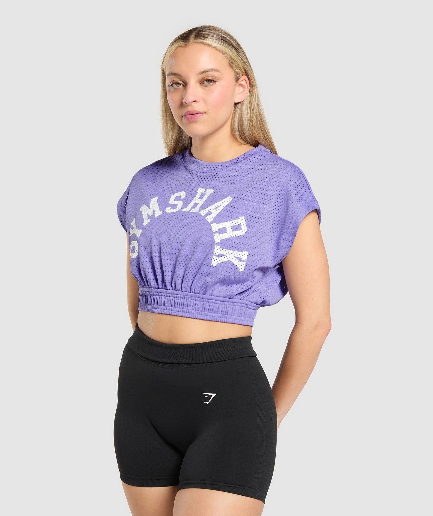 Gymshark Mesh Graphic Crop Top - Record Purple