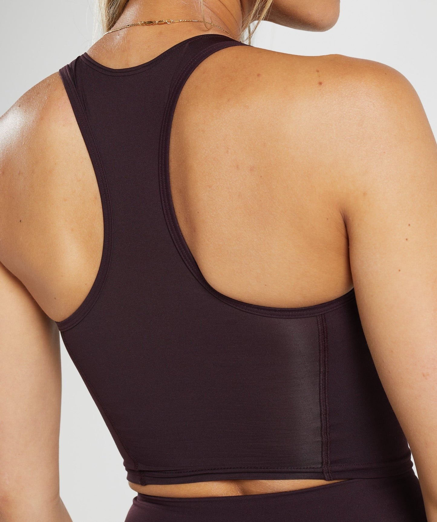 Gymshark Crop Mesh Tank - Plum Brown