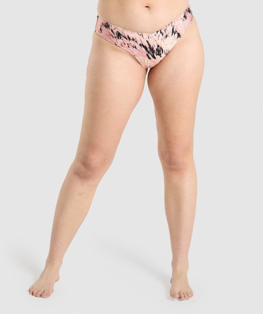 Gymshark V Shaped Bikini Bottoms - Light Pink Print
