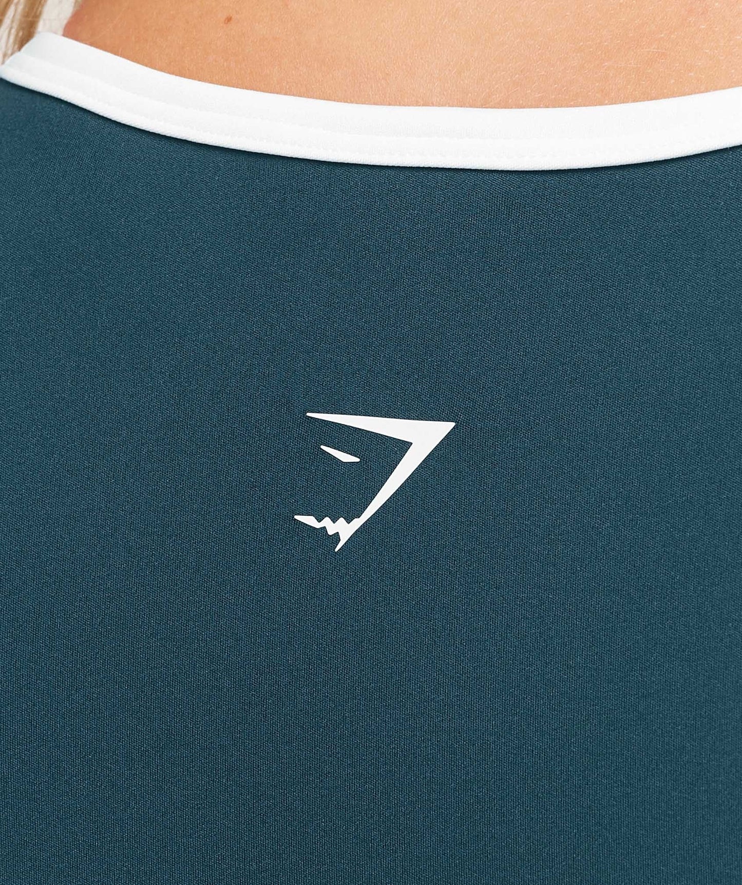 Gymshark Piping Long Sleeve Crop Top - Deep Petrol Blue/Smoke Blue/Soft White