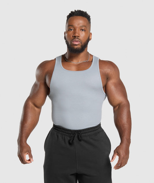 Gymshark Ribbed Tank 3PK - Denim Grey/Pebble Grey/Lifestyle Brown