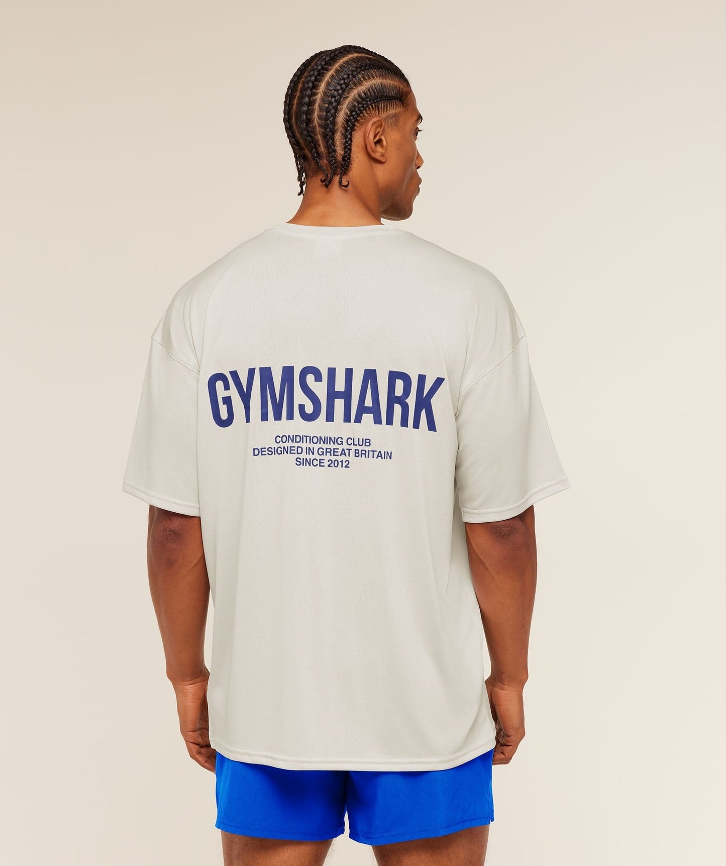 Gymshark Conditioning Club Oversized T-Shirt - Tinted White/Force Blue
