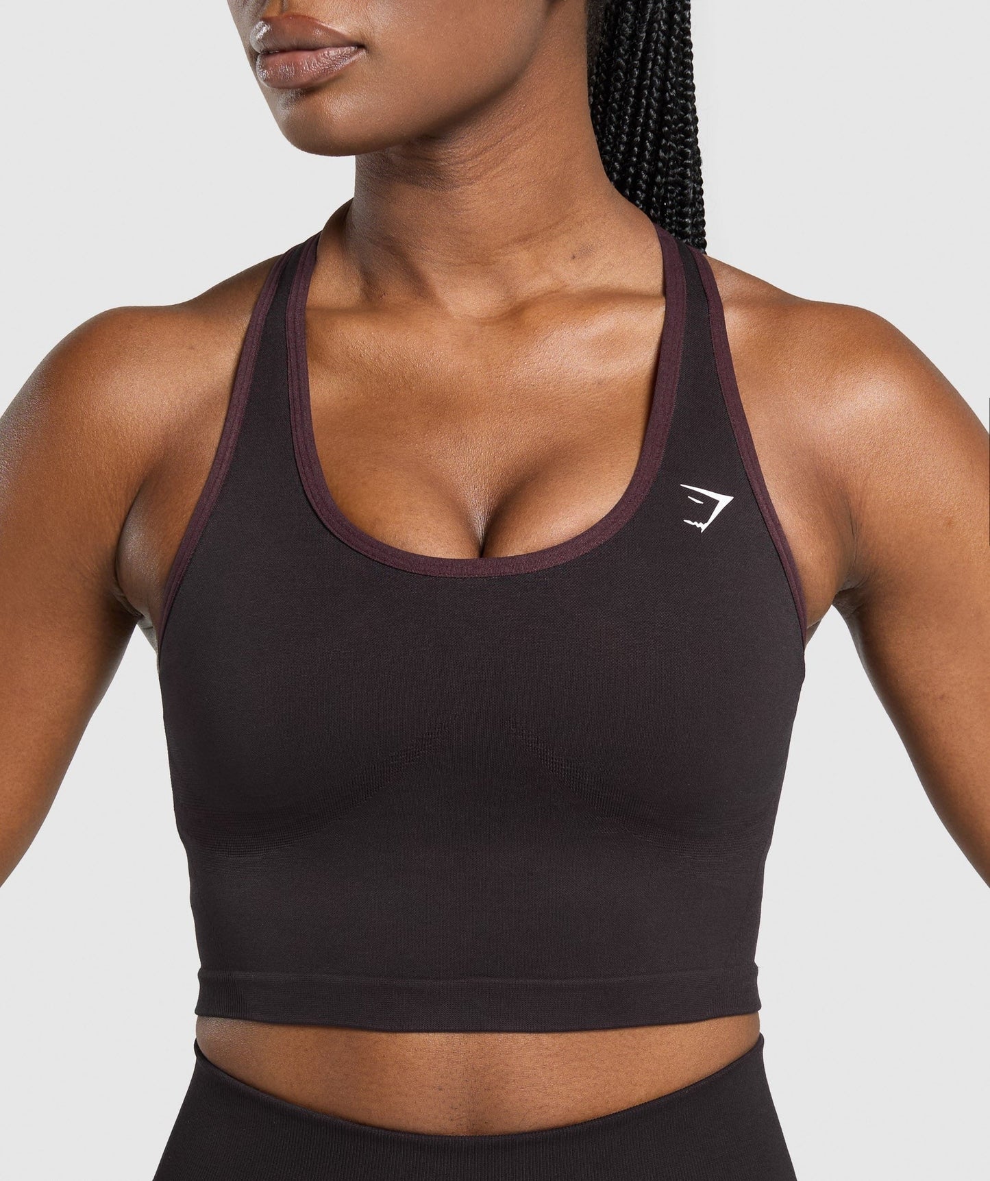 Gymshark Lift Seamless Midi Tank With Shelf - Depth Purple/Black Marl