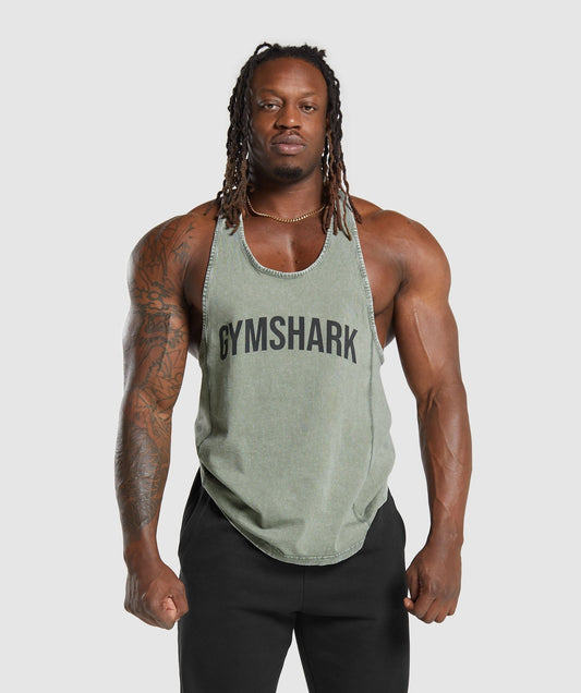 Gymshark Power Washed Stringer - Dusk Green