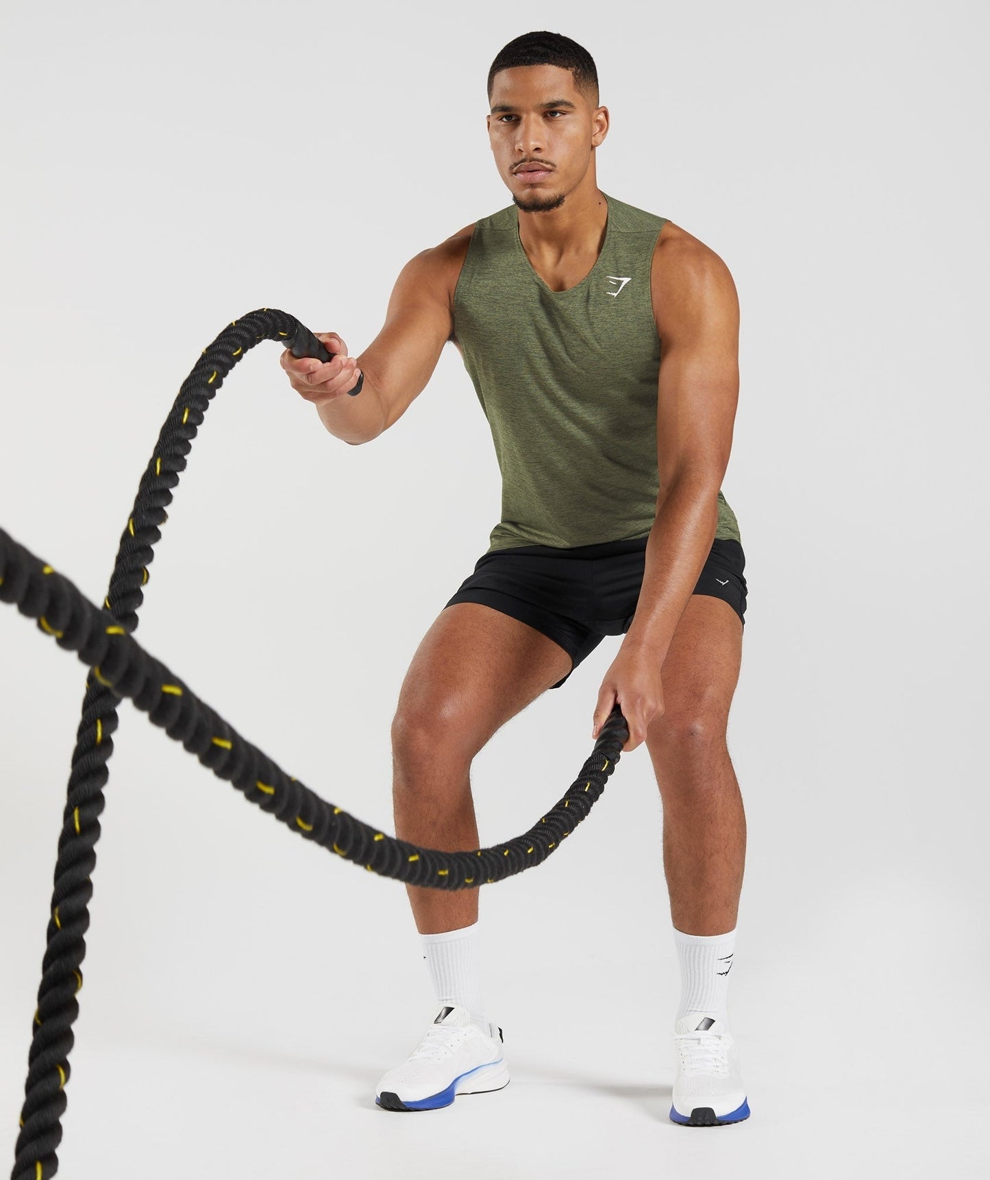 Gymshark Arrival Slim Marl Tank - Core Olive/Kalamata Olive Marl