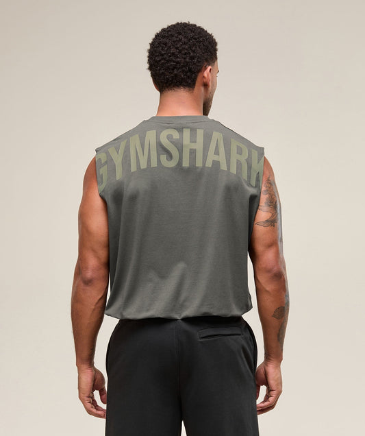 Gymshark Power Cut Off Tank - Strength Green