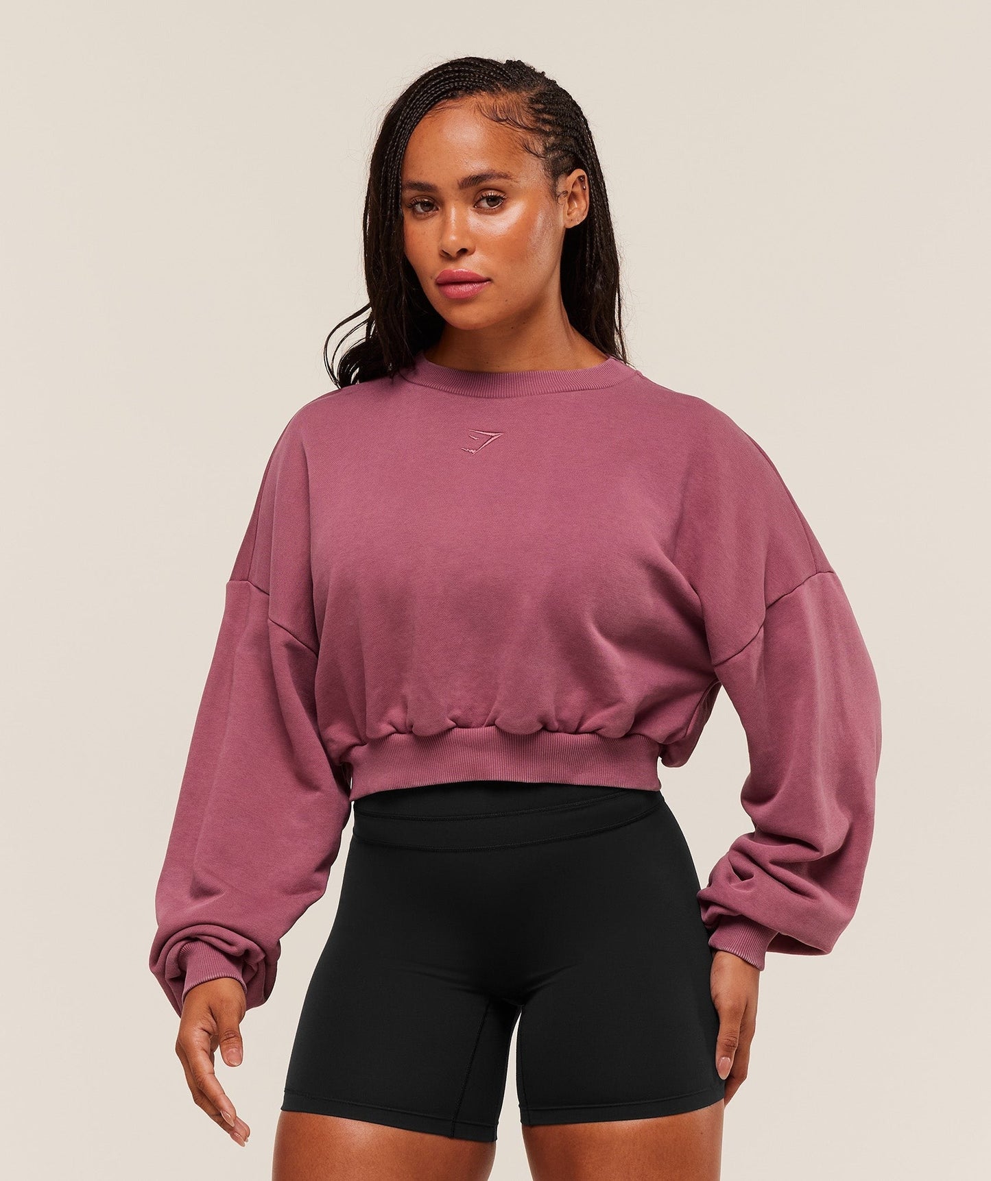 Gymshark Power Washed Sweat Top - Reset Pink/Acid Wash Small Ball