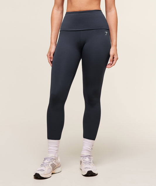 Gymshark Training Foldover Leggings - Heavy Blue
