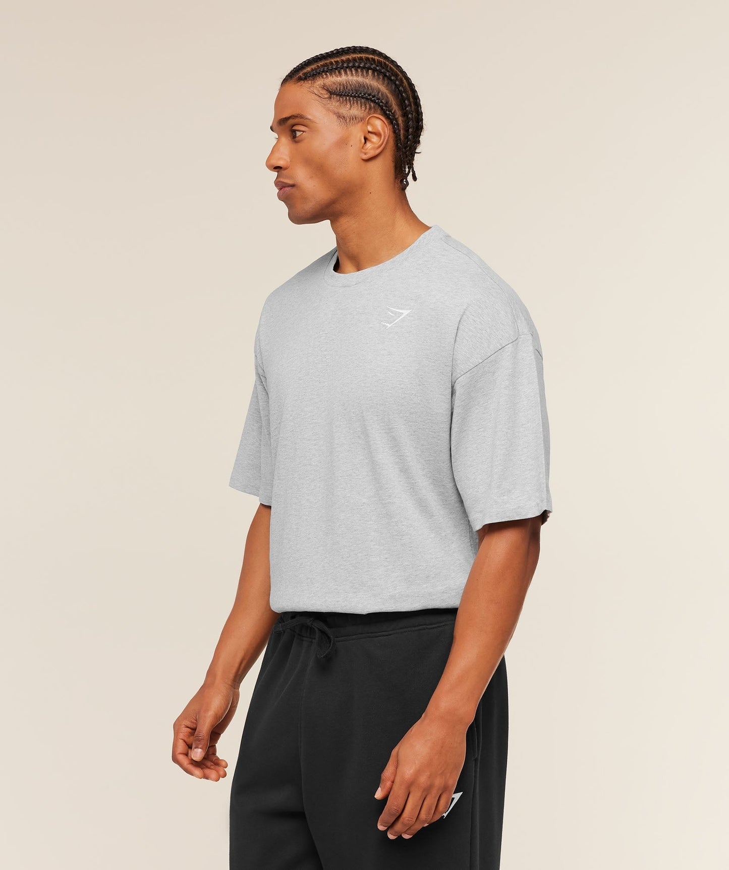 Gymshark Crest Oversized T-Shirt - Light Grey Core Marl