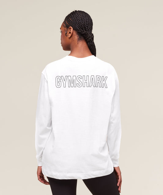 Gymshark Trace Graphic Long Sleeve Top - White