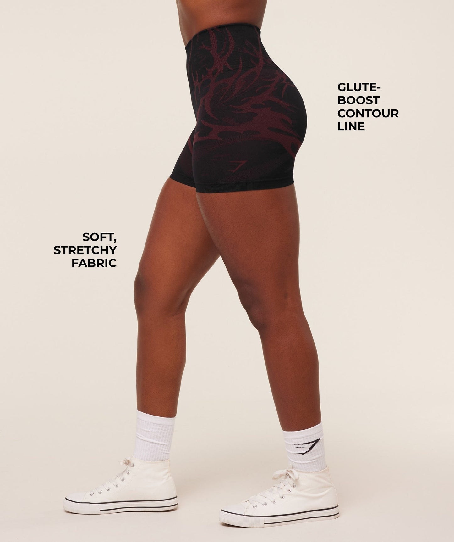 Gymshark Storm Seamless Shorts - Black/Rich Maroon