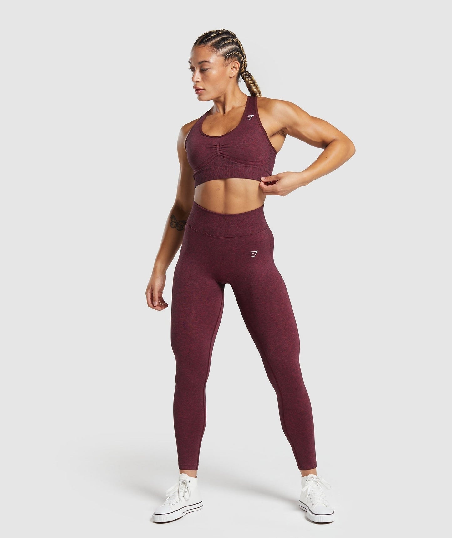 Gymshark Lift Seamless Sports Bra - Vintage Pink/Black Marl